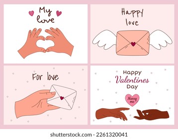 Set of Valentine's Day greeting cards. Vector illustration