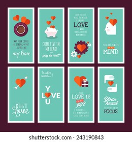 Set of Valentines day greeting cards