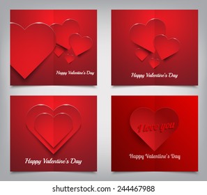 Set of Valentines Day greeting cards. Vector illustration eps 10
