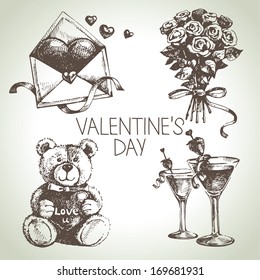 Set of Valentine's Day. Hand drawn illustrations