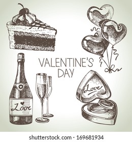 Set of Valentine's Day. Hand drawn illustrations