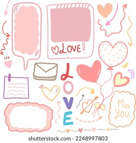Set for Valentine's Day Valentine’s Day Hand-drawn design elements Seamless pattern