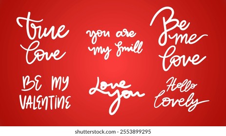 Set Valentine's Day handwritten calligraphy on background , Flat Modern design , illustration Vector EPS 10