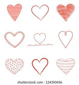 Set of Valentine's Day  heart icons. Vector illustration.