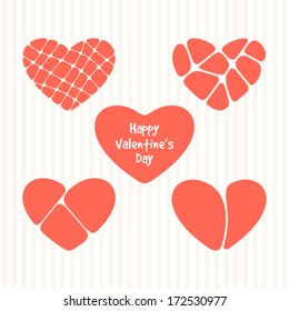 Set of Valentine's Day hearts. Vector illustration. Icons of heart