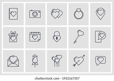 Set of valentine's day icon. include happy, romantic, heart, love symbol template for graphic and web design collection logo vector illustration