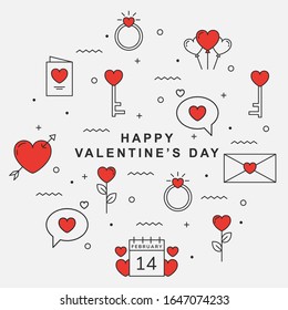 set of valentine's day icon on white background
