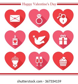 Set of valentine's day icons in flat design