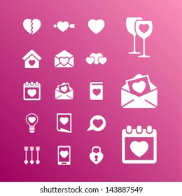 Set valentine's day icons. Love romantic symbols.