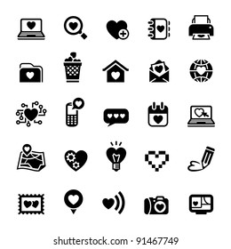 Set valentine's day icons, love on the Internet