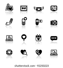 Set valentine's day icons, love on the Internet signs