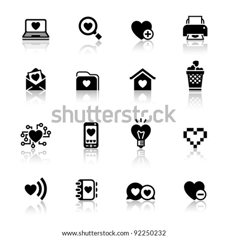 Set valentine's day icons, love on the Internet symbols