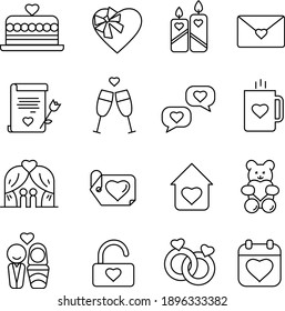 set of valentine's day icons, such as celebration, happy, romantic, heart, love