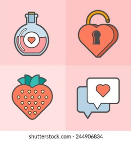 set of Valentine's day icons, vector illustration
