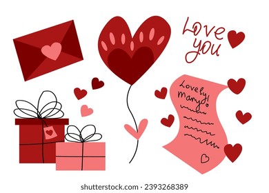 A set of Valentine's day items. Vector illustration with a set of objects