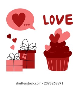 A set of Valentine's day items. Vector illustration with a set of objects