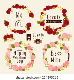 Set of Valentine's day  label - Vector file EPS10