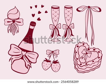  set valentines day line art
