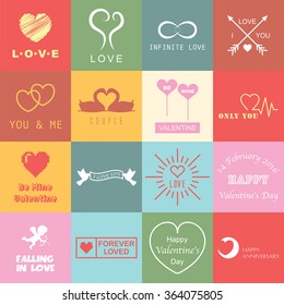 set of valentines day logo, flat vector design