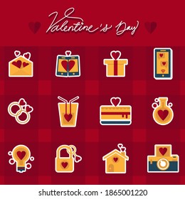 A set of Valentine's day, love, flat icons, holiday