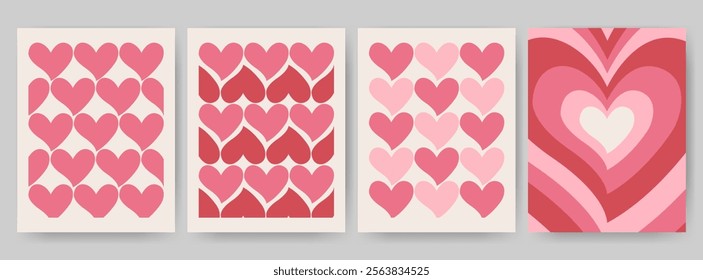 Set of valentine's day modern geometric design for banner, card, cover, poster, advertising, wallpaper.