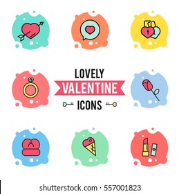 Set of valentine's day objects and icon