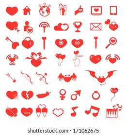 Set valentine's day objects, Love icon 