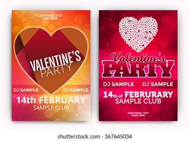 Set Of Valentine's Day Party Poster Designs - Collection of Club Party Designs for the Celebration of Love