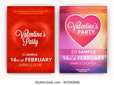 Set Of Valentine's Day Party Poster Designs - Collection of Club Party Designs for the Celebration of Love