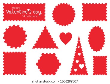 Set of Valentine's Day Postage Stamps. Geometric shapes template.