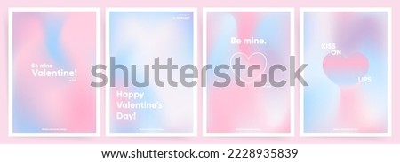 Set of Valentine's Day postcards. Lovely modern art poster cover design. Invitation and greeting card templates with valentine day gradients. Wavy pink gradient layout template set.