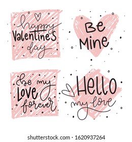 Set of Valentine's Day poster card designs. Valentine' Day card design isolated on white background. Happy Valentine's Day.