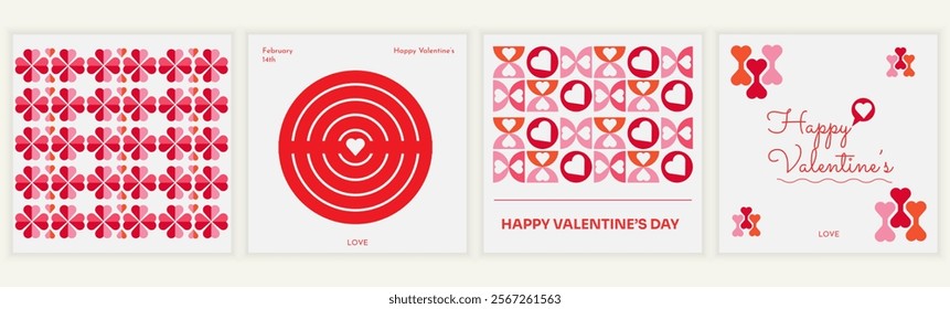 Set of Valentine's Day for poster, card, invitation, flyer, cover, banner, sale, brochure and other graphic design geometric style.
