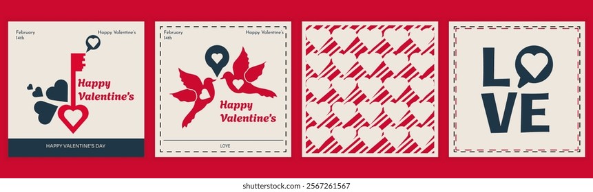 Set of Valentine's Day for poster, card, invitation, flyer, cover, banner, sale, brochure and other graphic design.