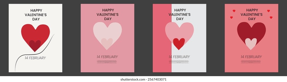 Set of Valentine's Day poster, greeting card, cover, label, sale promotion templates, These illustrations are perfect for love-themed projects and Valentine's Day discount promotions.