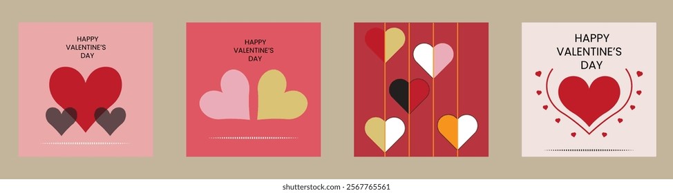 Set of Valentine's Day poster, greeting card, cover, label, sale promotion templates, These illustrations are perfect for love-themed projects and Valentine's Day discount promotions.