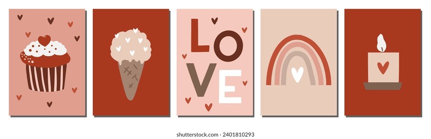 Set of Valentine's day posters and tags, invitation, card template, love concept