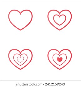  Set of valentines day red heart strokes vector