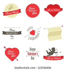 Set of Valentine's Day red labels and badges