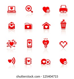 Set valentine's day red symbols, vector illustration