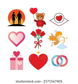  set of Valentine's Day related icon on vector illustration