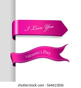 Set of Valentine's Day ribbons.