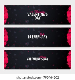 Set of Valentines day sale backgrounds. Wallpaper, flyers, invitation, posters, brochure, voucher banners Vector illustration