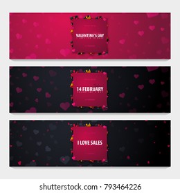 Set of Valentines day sale backgrounds. Wallpaper, flyers, invitation, posters, brochure, voucher banners Vector illustration