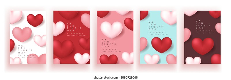  Set of Valentine's day sale poster or banner background. 