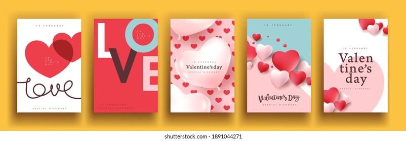  Set of Valentine's day sale poster or banner background. 