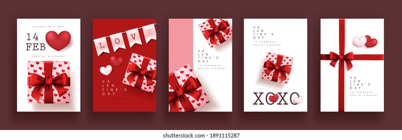  Set of Valentine's day sale poster or banner background. 