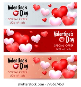 Set of Valentines Day Sale Promotion Banners. Trendy Design Vector Set of Valentines Day Sale Promotion Banners. Trendy Design Vector