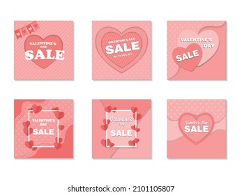 Set of valentine's day sale for social mesdia post or website.
