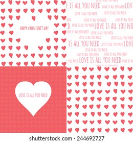 Set of Valentine's day seamless patterns with  hearts
